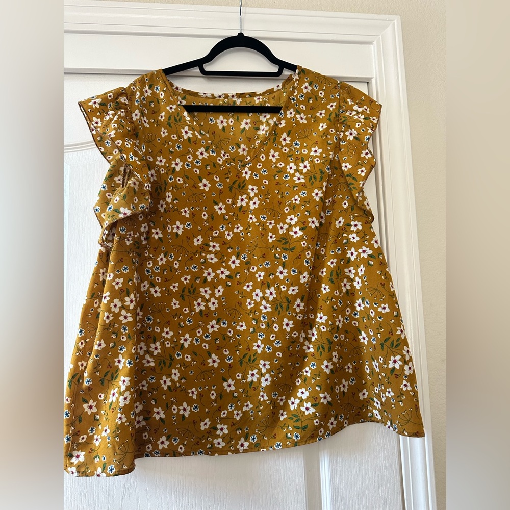 Mustard Floral Top